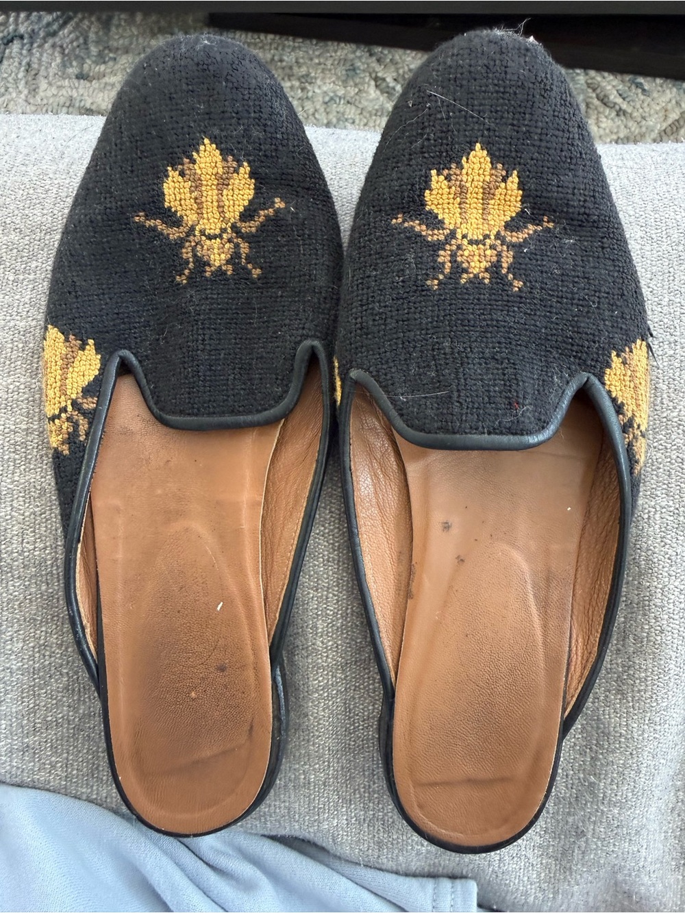 Stubbs & Wootton Black Knit Slip-On Mules with Beea
